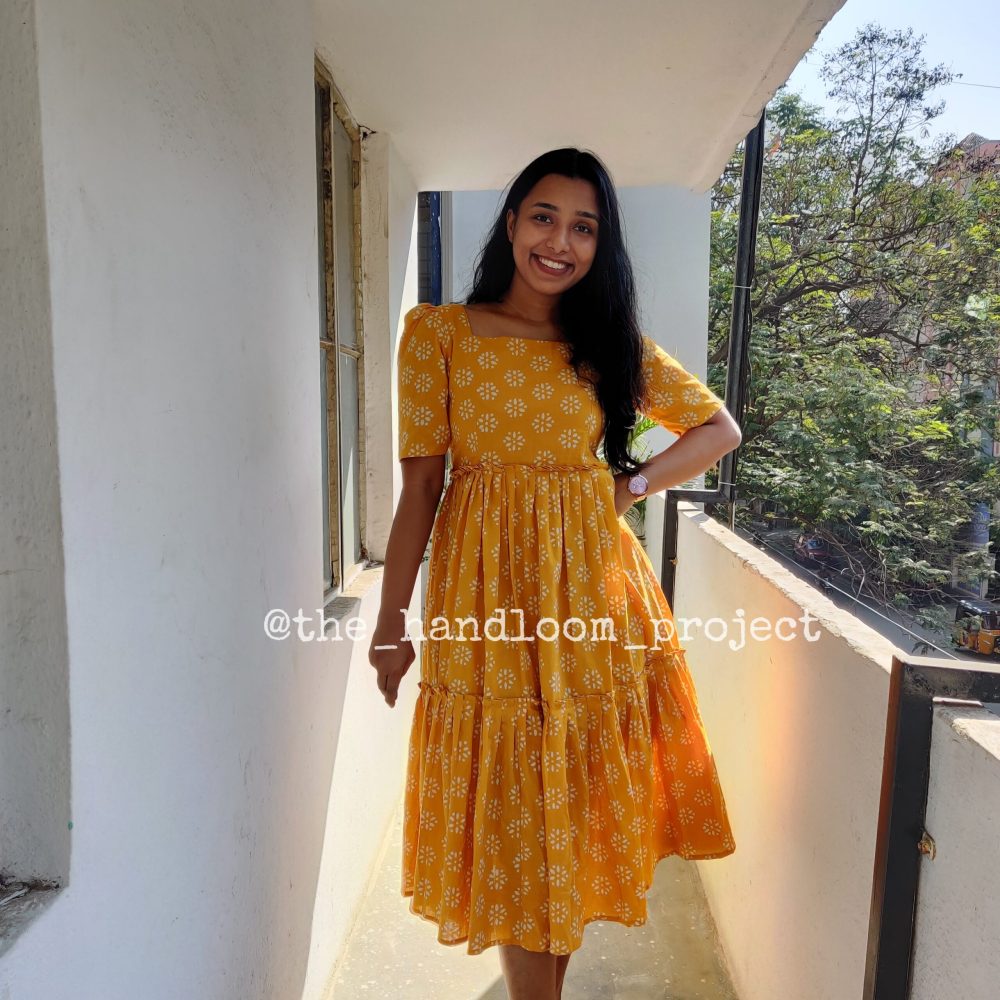 Yellow 2 tier cotton dress