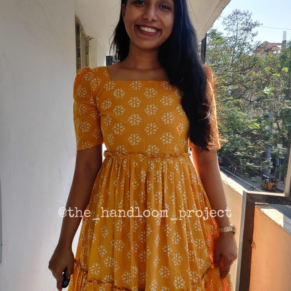 Yellow 2 tier cotton dress - Image 2