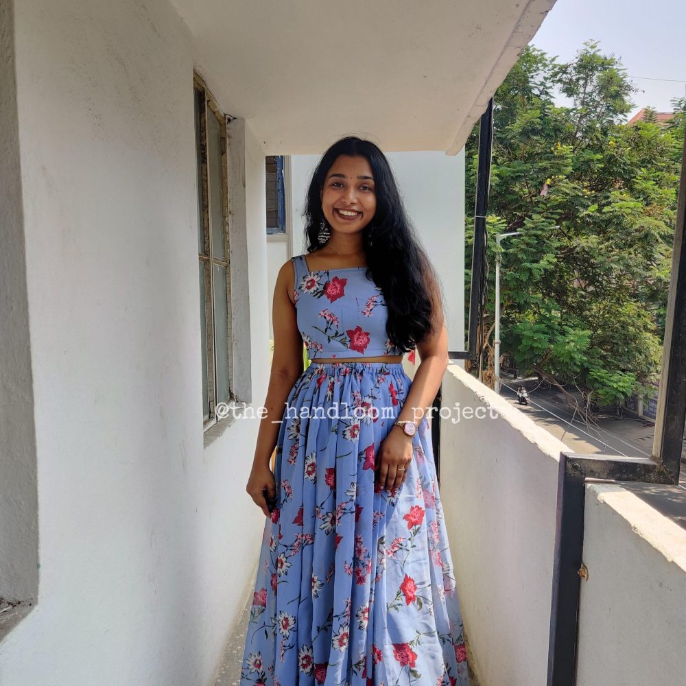 Blue georgette lehenga and blouse - Image 3