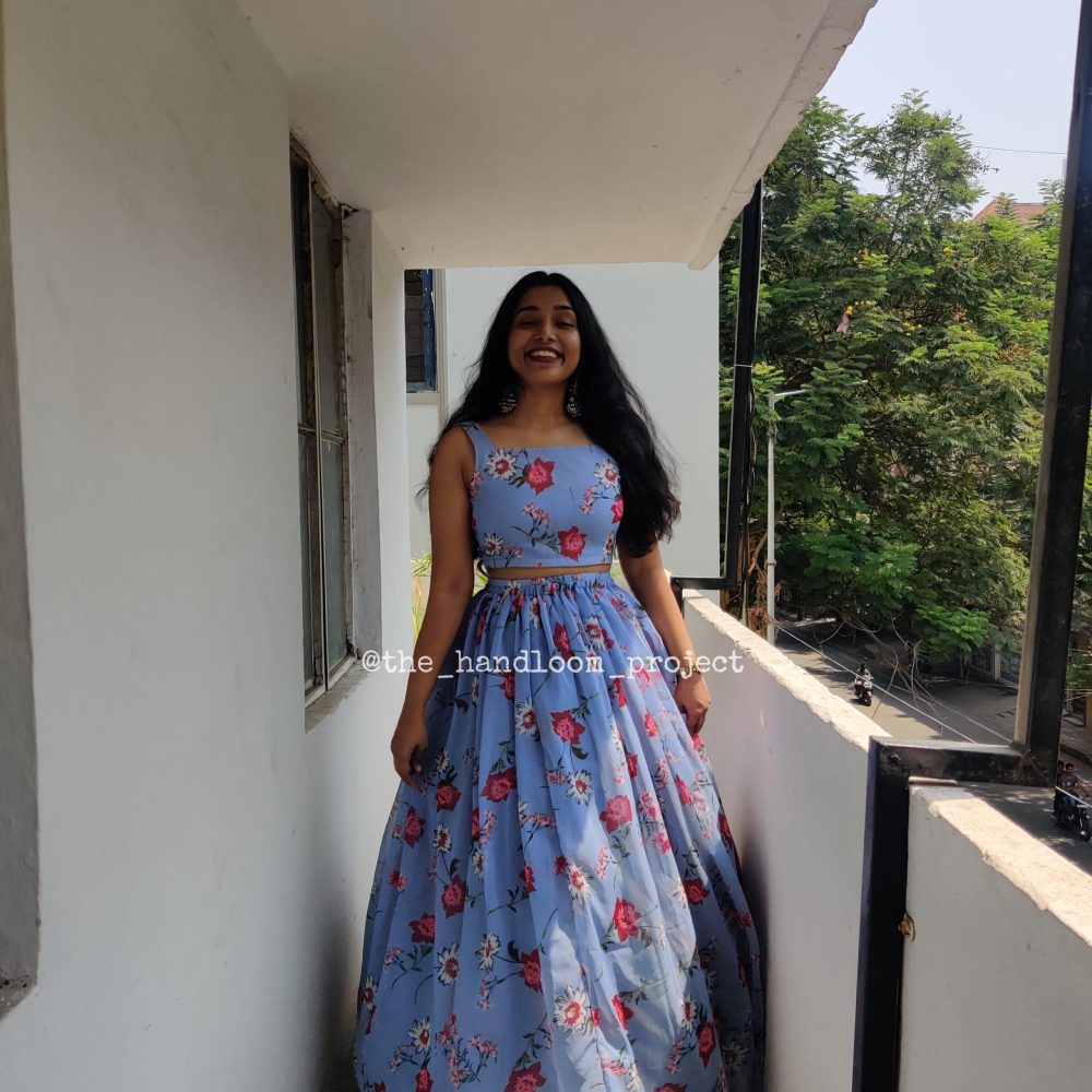 Blue georgette lehenga and blouse - Image 2