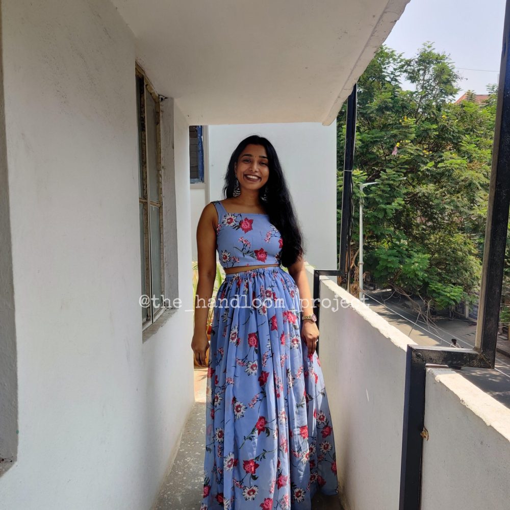 Blue georgette lehenga and blouse