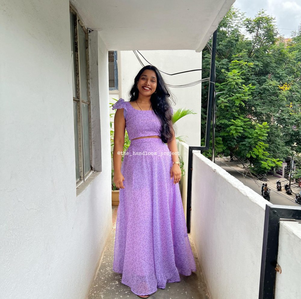 Lavender georgette lehenga and blouse