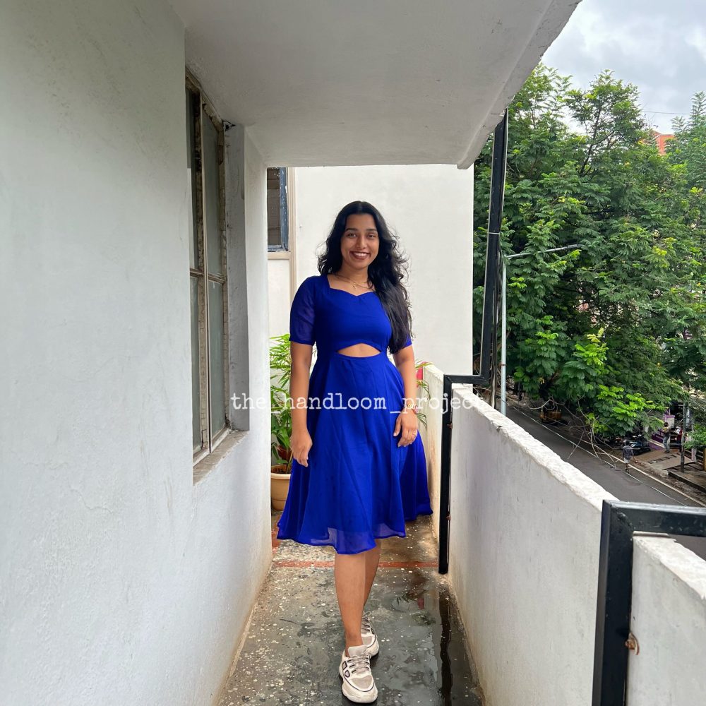 Royal blue georgette dress