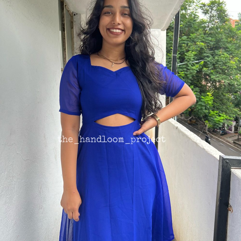 Royal blue georgette dress - Image 3