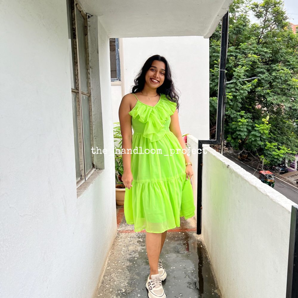 Neon green georgette dress