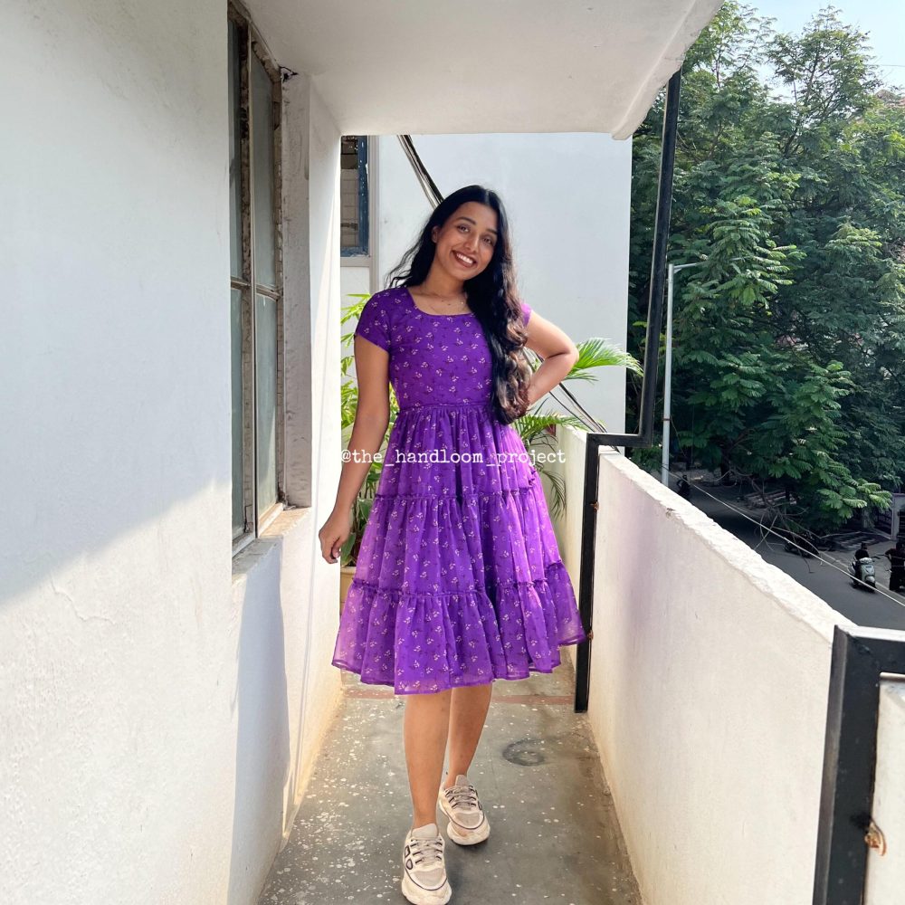 Purple 3 tier georgette dress