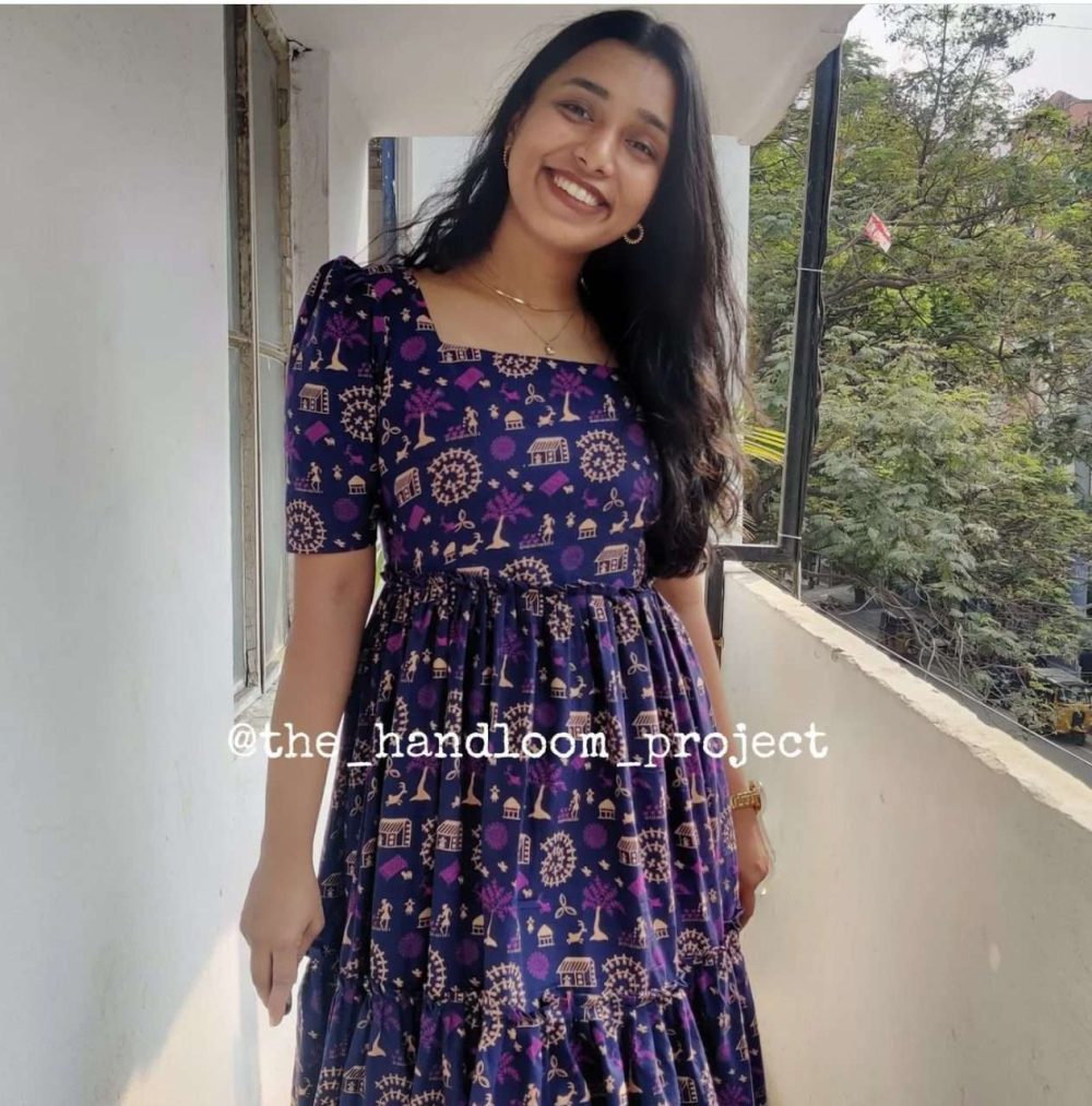 Violet kalamkari cotton dress - Image 2