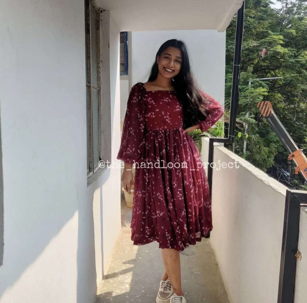 Maroon georgette dress