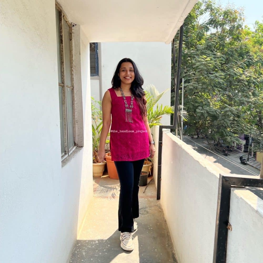 Pink chikankaari short kurti