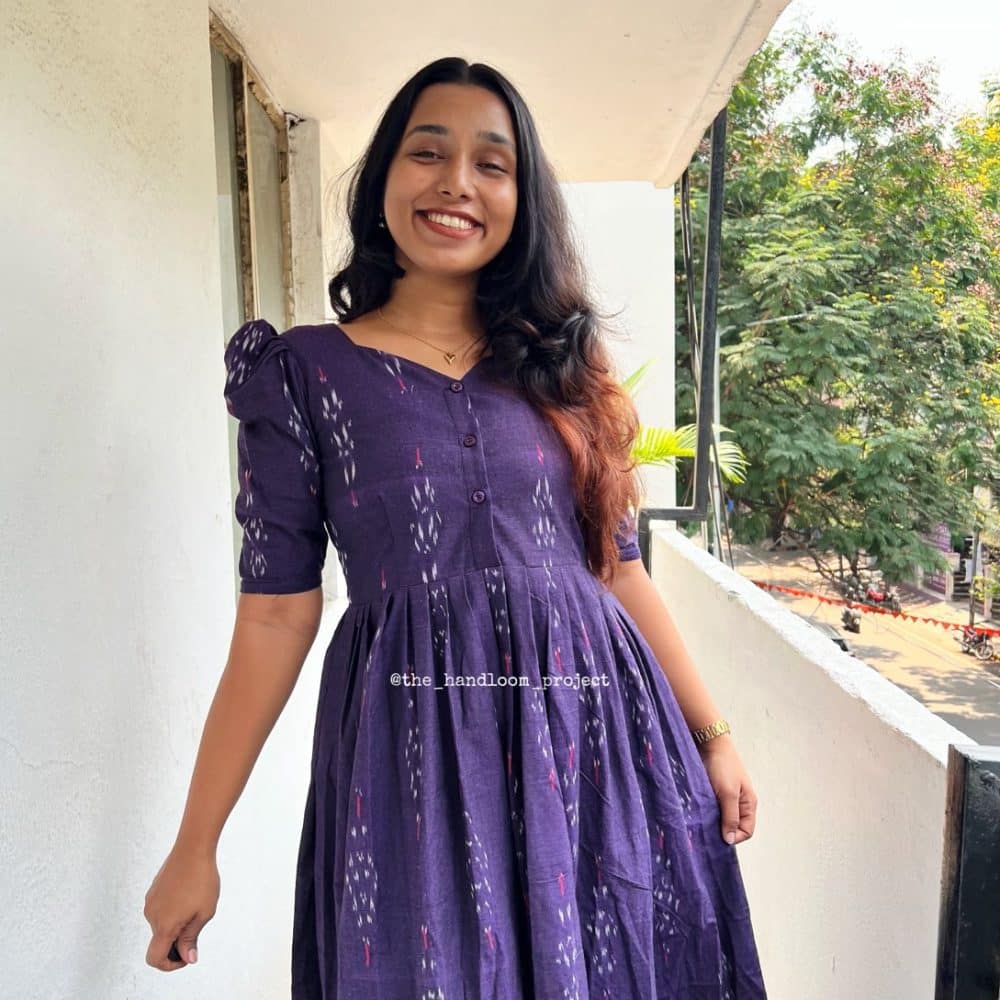 Violet ikkat buttoned dress - Image 2