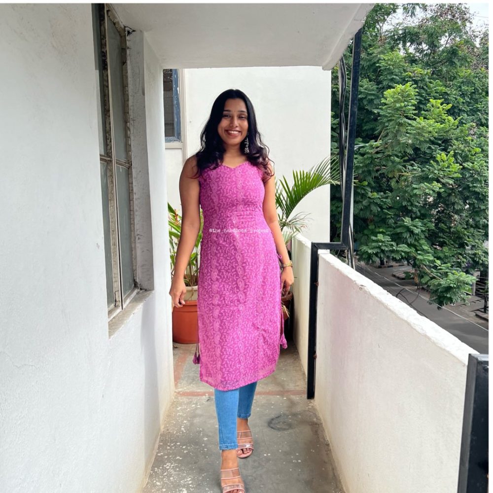 Mauve chikankaari tassels kurti