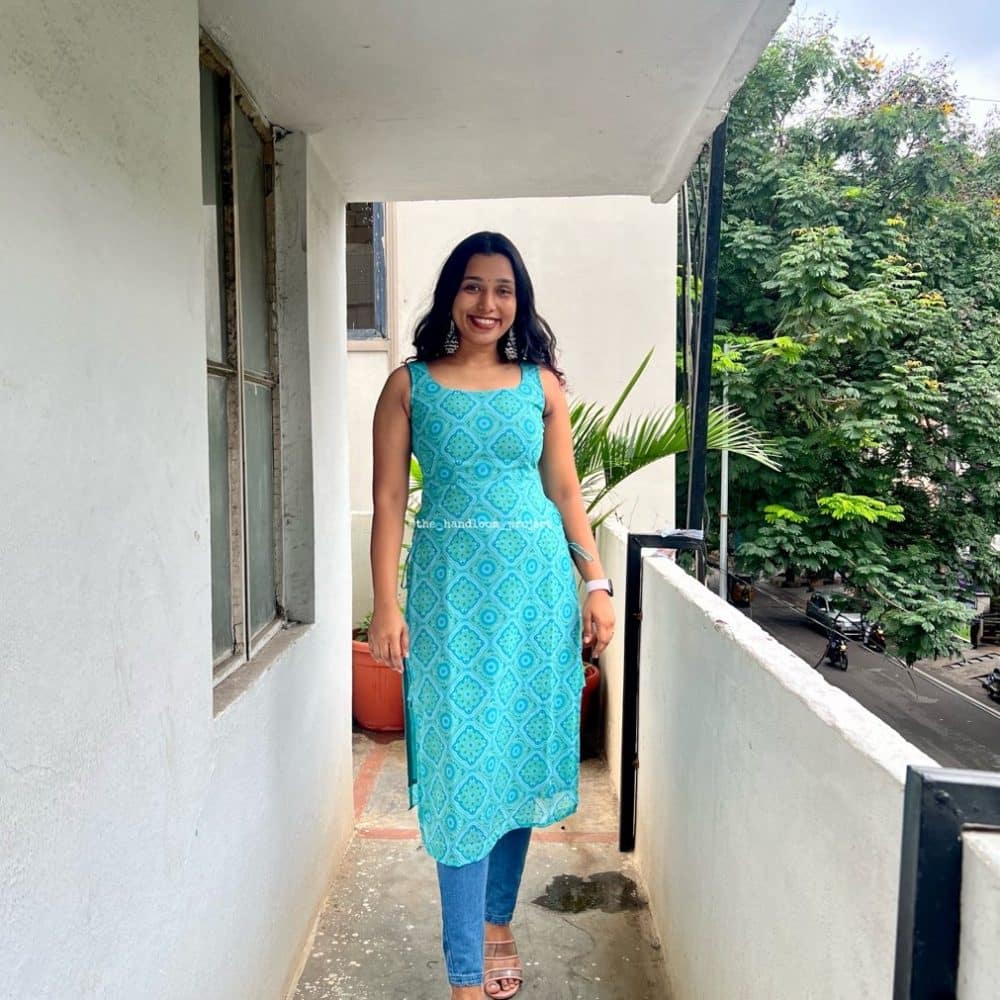 Pastel blue tassels kurti