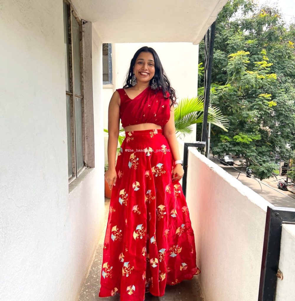 Red lehenga and blouse with duppatta