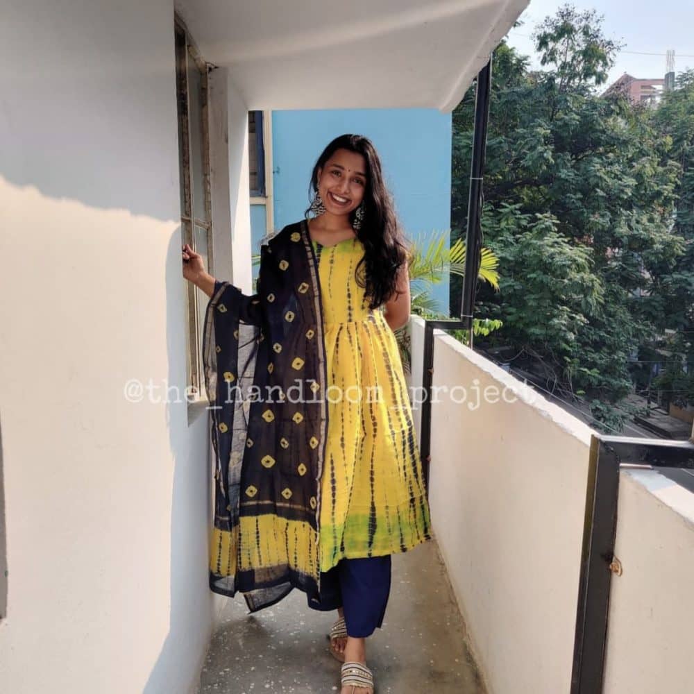 Yellow chanderi suit